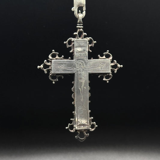 17th Century Italian Silver Reliquary Crucifix