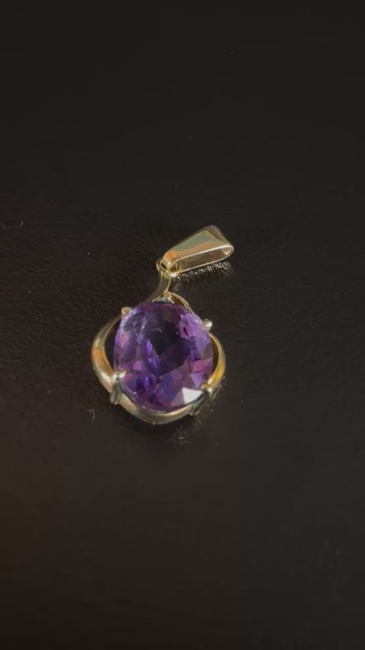 9ct Gold Amethyst & Diamond Pendant
